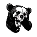 Bear eating a skull tattoo design idea