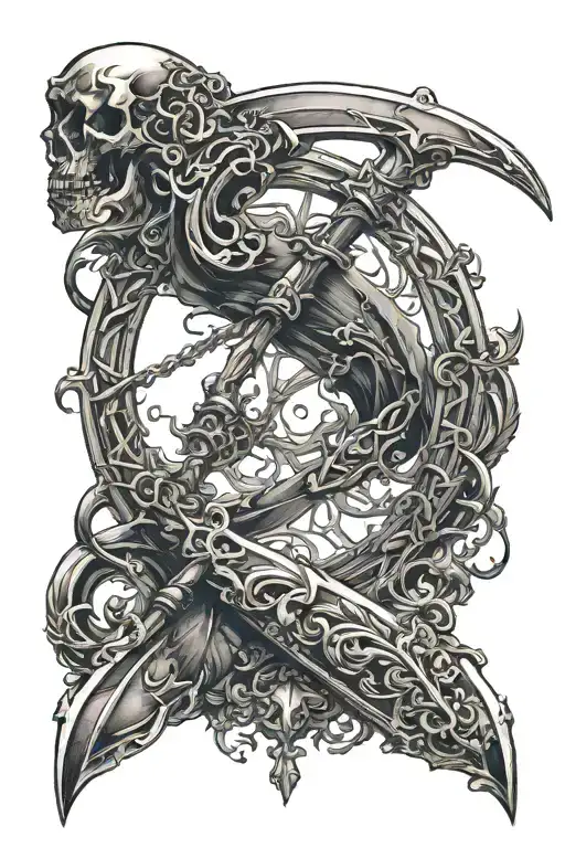 scythe pendulum   tattoo design idea