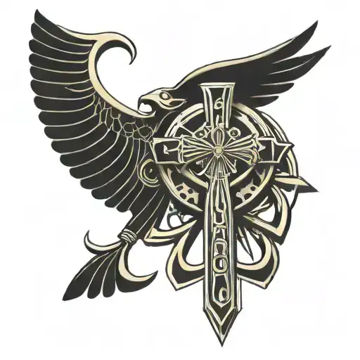 Egyptian ankh and scarabbs tattoo design idea