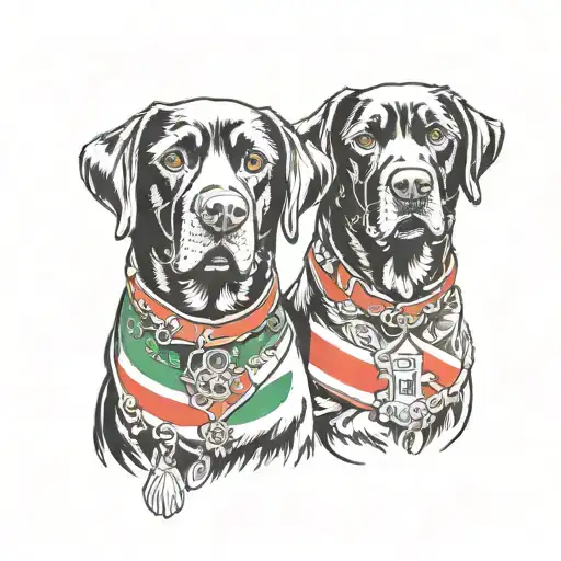 Two Black Labs with Italian Flag tattoo design idea