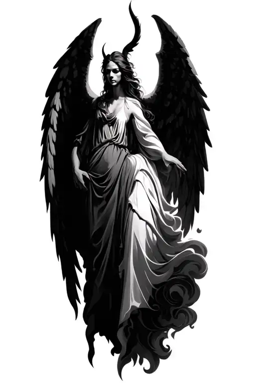 angel vs demon tattoo design idea