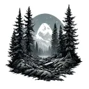 mining tattoo in forest  tattoo design idea