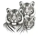 male and female tiger with 2 cubs face only tattoo design idea