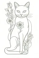 cat flowers perfume bottle tattoo design idea
