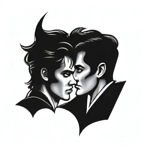 prince symbol and Elvis symbol intertwined no face tattoo design idea