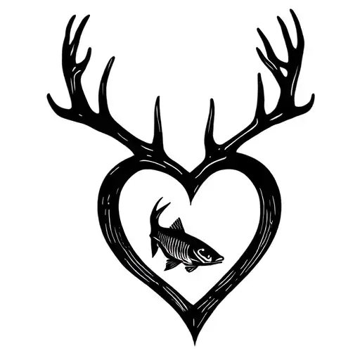 "Gone Bush Forever Free" "Gone Bush Forever Free" "Gone Bush Forever Free" "Gone Bush Forever Free" deer antlers making a heart with a fish jumping tattoo design idea