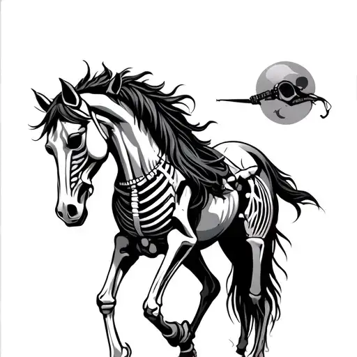 tactical skeleton and horse tattoo design idea