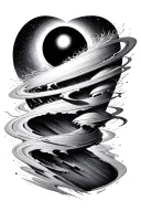 Interstellar Black Hole with gravity waves flowing from it tattoo design idea