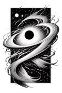 Interstellar Black Hole with gravity waves flowing from it tattoo design idea