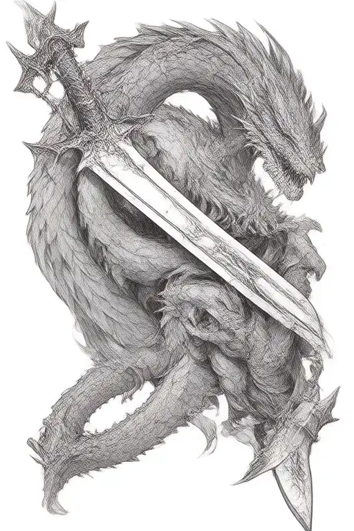 Sword Dragon Slayer tattoo design idea