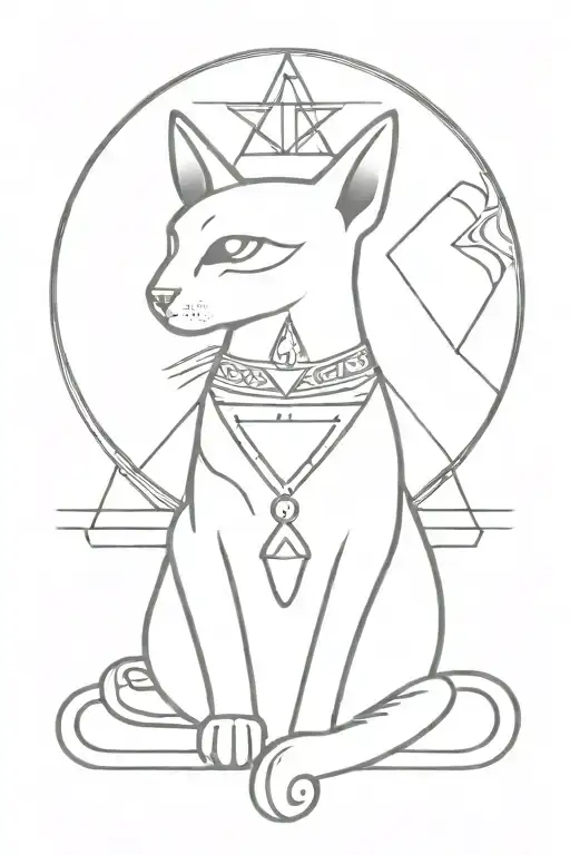 Egyptian cat, with the symbol of the eye of Horus tattoo design idea