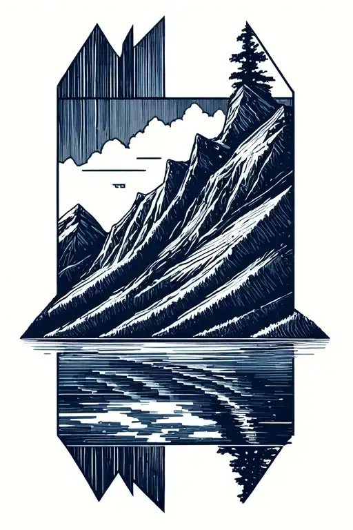 Norwegian fjord landscape tattoo design idea