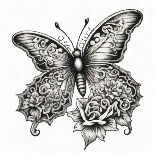 mini or medium tattoo photos included name Alvin and Phyo ,Butterfly and show the meaning of love tattoo design idea
