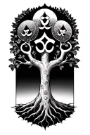 tree of life with ohm and ankh symbol tattoo design idea