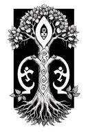 tree of life with ohm and ankh symbol tattoo design idea