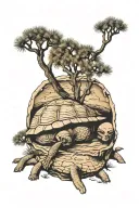 joshua tree inside turtle shell tattoo design idea