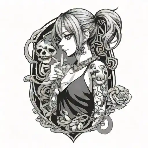 anime character holding tattoo design idea