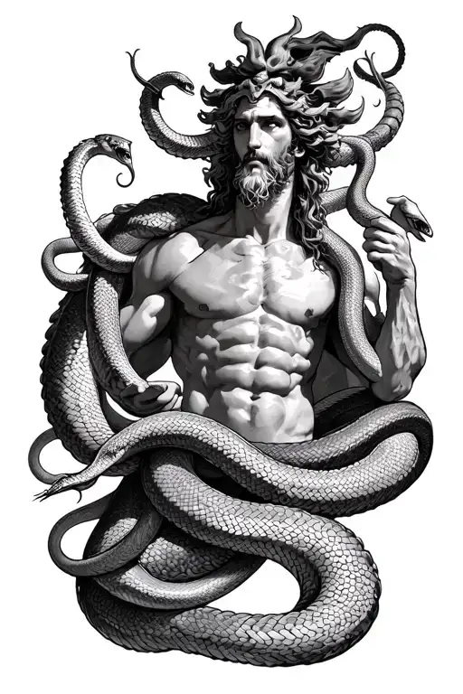 Ophiuchus - the god Asclepius holds two snakes, one good, the other evil tattoo design idea