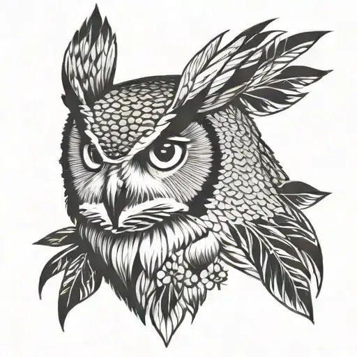 great horned owl tattoo design idea