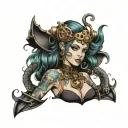 steampunk mermaid tattoo design idea