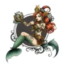 steampunk mermaid tattoo design idea