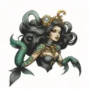steampunk mermaid tattoo design idea
