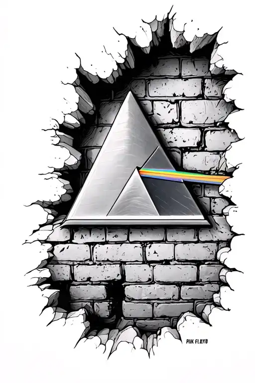 pink floyd prism and brick in the wall in hole tattoo design idea