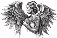neck dark angel tattoo design idea