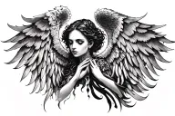 neck dark angel tattoo design idea