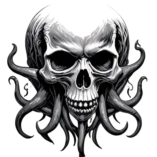 cthulhu skull face tattoo design idea