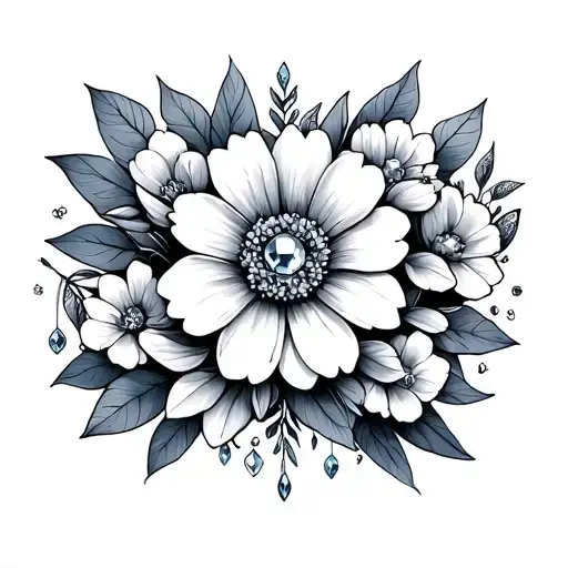 flower, birth stone, and constellation for March Aries and May Gemini  tattoo design idea