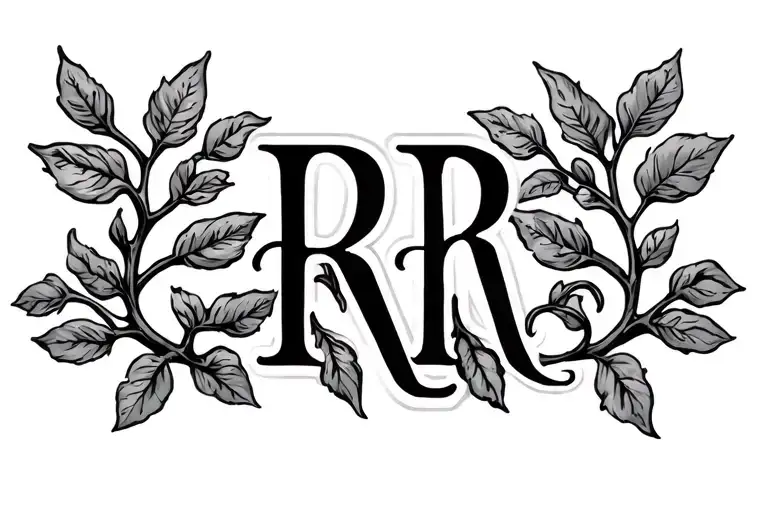 A kind of branch or link representing the family with the initials L R N L M tattoo design idea