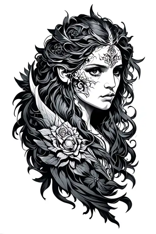 medieval dark fantasy tattoo design idea