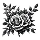 Olive tree intertwined roses tattoo design idea