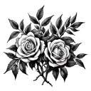 Olive tree intertwined roses tattoo design idea