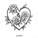 "Crazy Valentine Misfit" Female Voodoo Doll torn and stiched broken heart stiched and half wilted rose and a few live roses, stencil for tattoo tattoo design idea