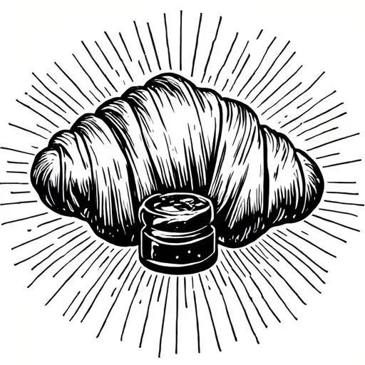 croissant filled with jam tattoo design idea