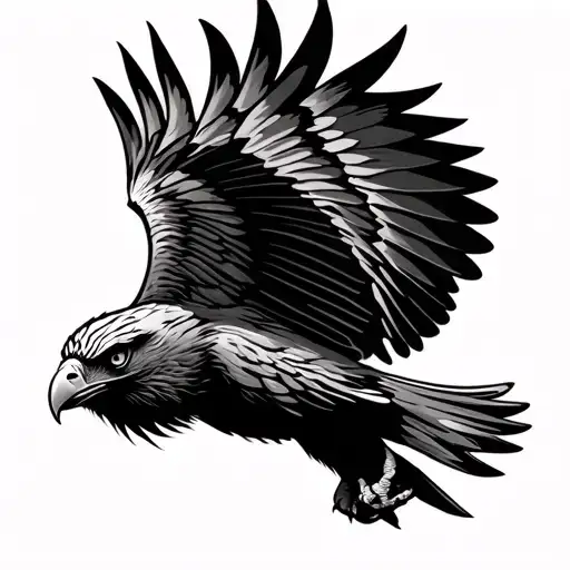 hawk soaring with speed lines tattoo design idea