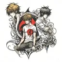 death note light und l tattoo design idea