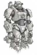 fallout power armour blueprint, schematic drawing tattoo design idea