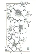 dogwood, hollyhock, rhodadendron flowers intertwined tattoo design idea