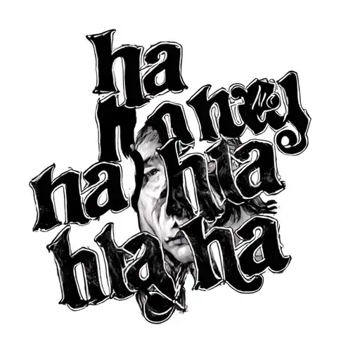 heath ledger joker ha ha ha ha" written tattoo design idea