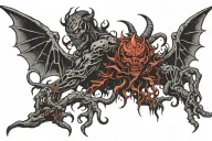 Depression WRATH ALL black human  demon schiena  tattoo design idea