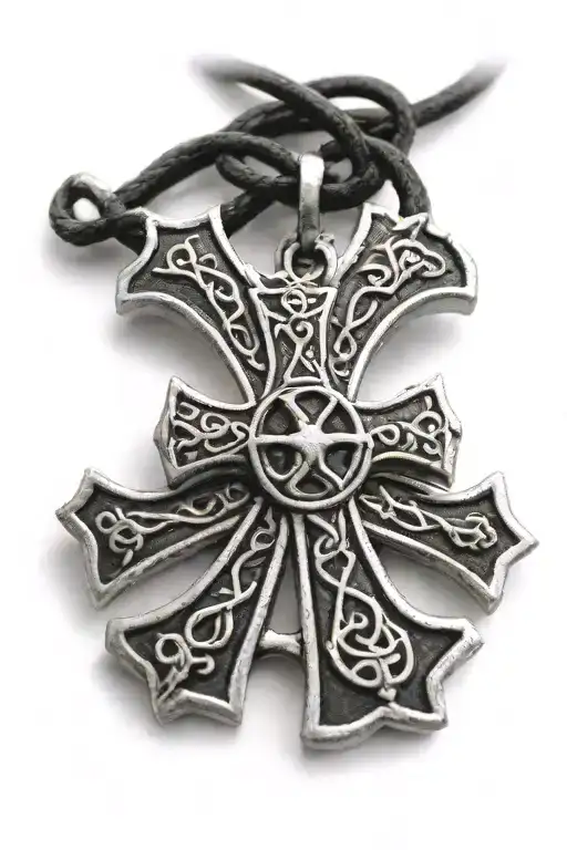 Viking cross necklace tattoo design idea
