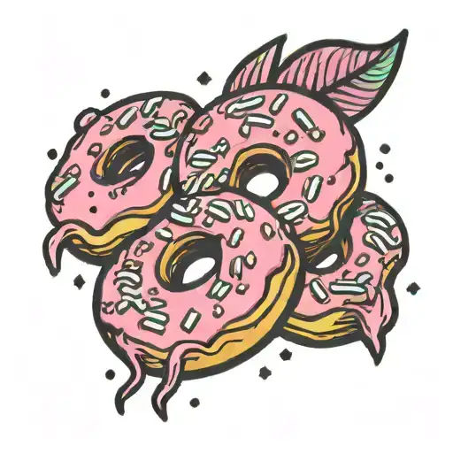 Donut with pink icing and sprinkles that spell jaclyn tattoo design idea