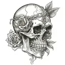 realistic skull with roman numerals intertwined within tattoo design idea