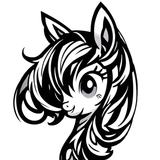My little pony pinky pie Beauty Mark black work tribal tattoo design idea