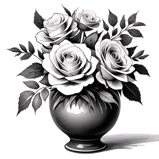 small vase in black and white style in a vase roses on a vase drawings tattoo design idea