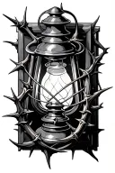 Gothic lantern with thorns wrapped tattoo design idea