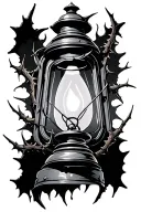 Gothic lantern with thorns wrapped tattoo design idea